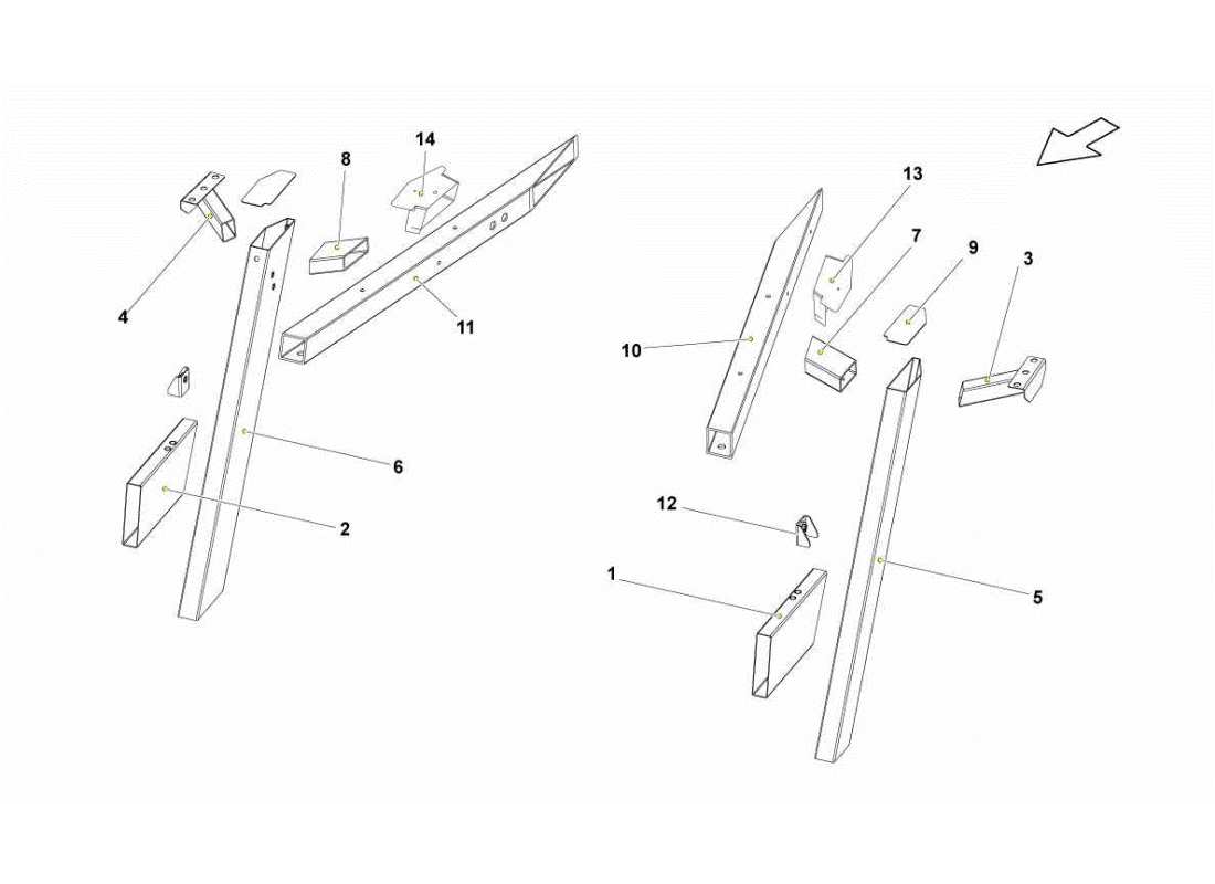 lamborghini gallardo sts ii sc rear frame elements part diagram