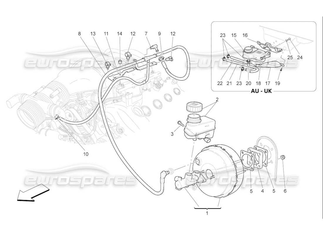 maserati qtp. (2009) 4.2 auto brake servo system parts diagram