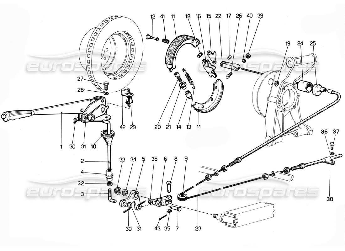 ferrari 365 gtc4 (mechanical) hand brake parts diagram