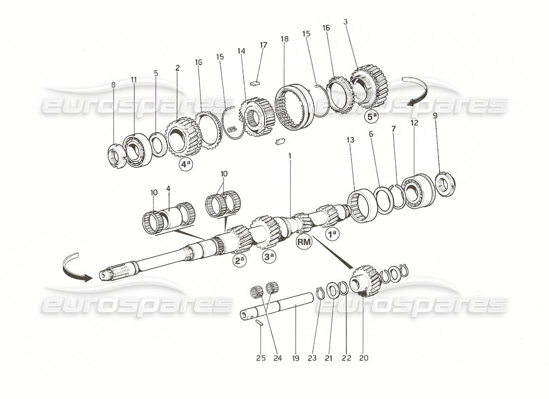 ferrari 308 gt4 dino (1976) main shaft gears parts diagram