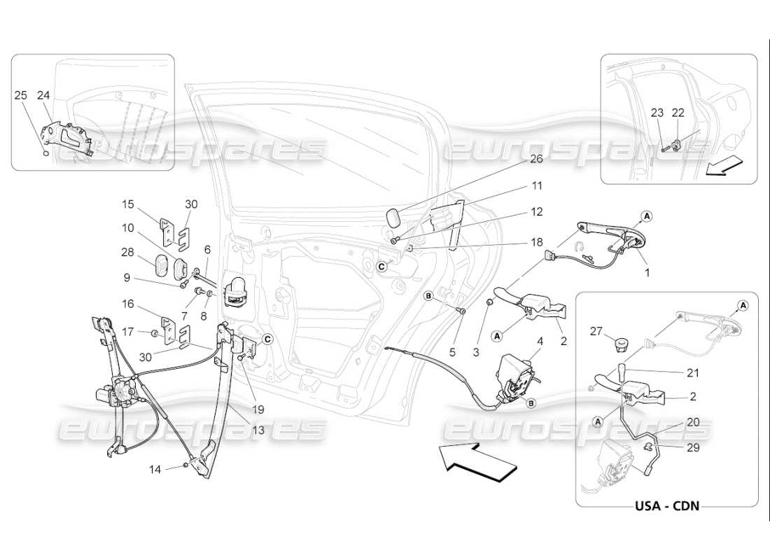 maserati qtp. (2007) 4.2 f1 rear doors: mechanisms part diagram