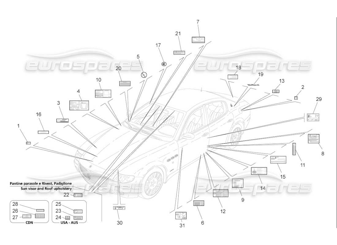 maserati qtp. (2007) 4.2 f1 stickers and labels parts diagram