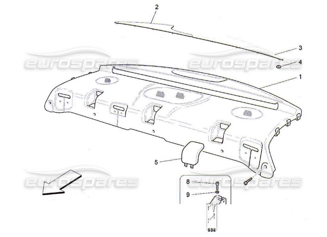 maserati qtp. (2010) 4.2 rear parcel shelf parts diagram