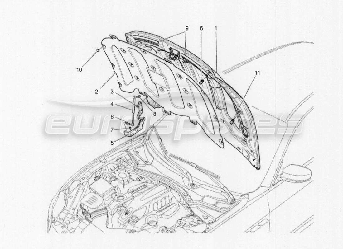 maserati qtp. v8 3.8 530bhp auto 2015 front lid parts diagram