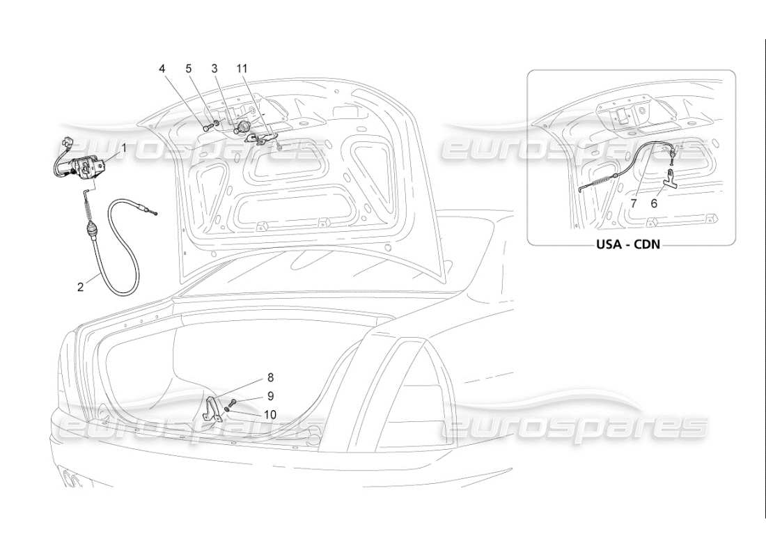 maserati qtp. (2007) 4.2 f1 rear lid opening control part diagram