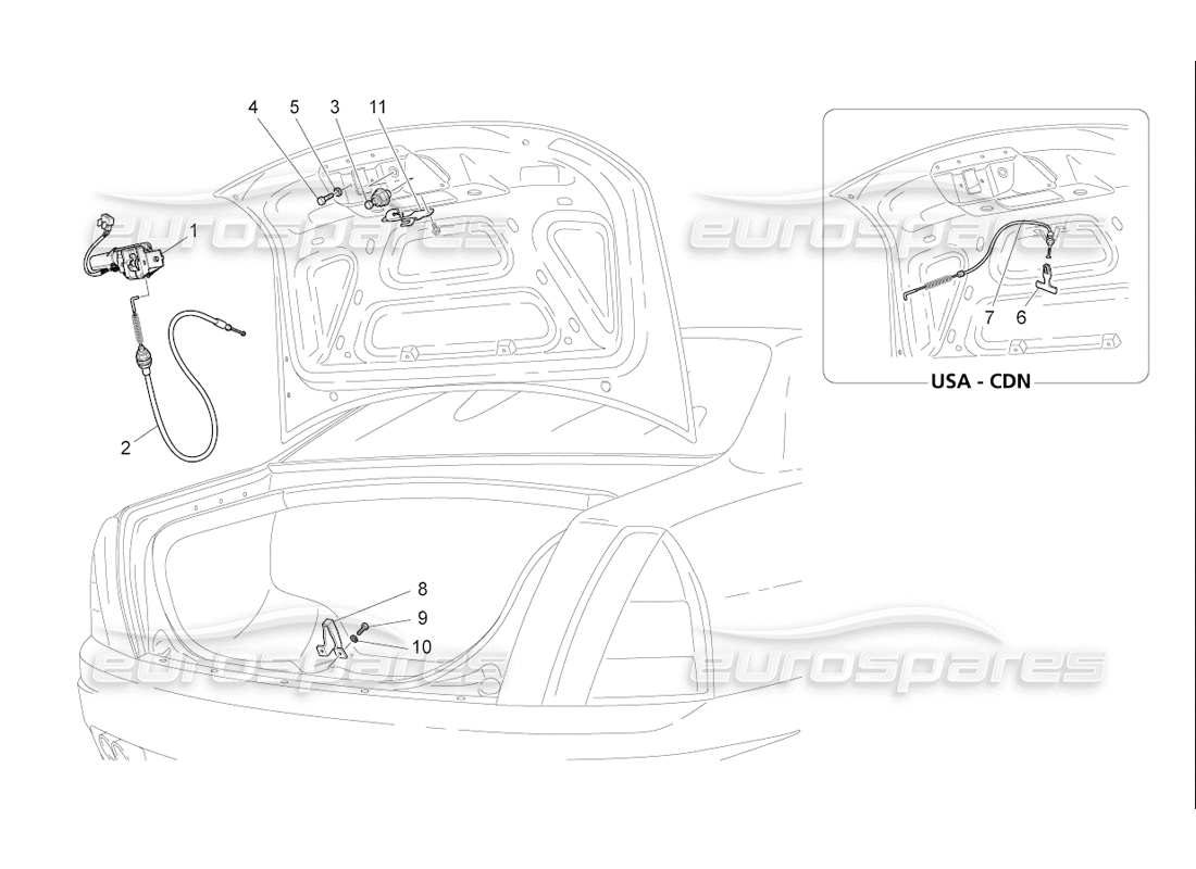 maserati qtp. (2006) 4.2 f1 rear lid opening control parts diagram