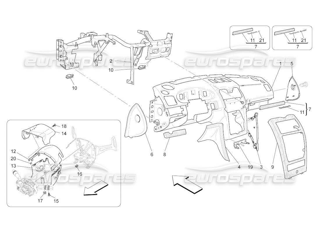 maserati qtp. (2011) 4.2 auto dashboard unit parts diagram