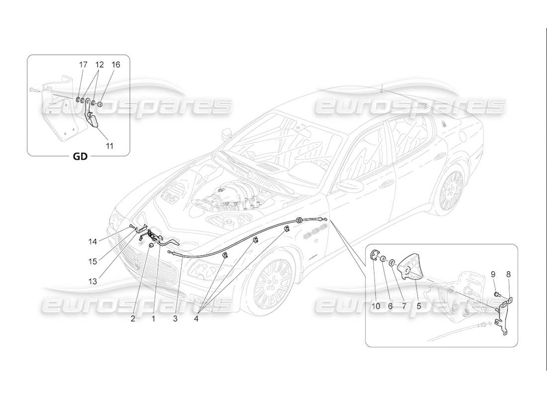 maserati qtp. (2006) 4.2 f1 front lid opening button part diagram