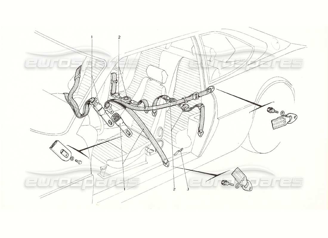 ferrari 308 gt4 dino (1976) seat belts part diagram