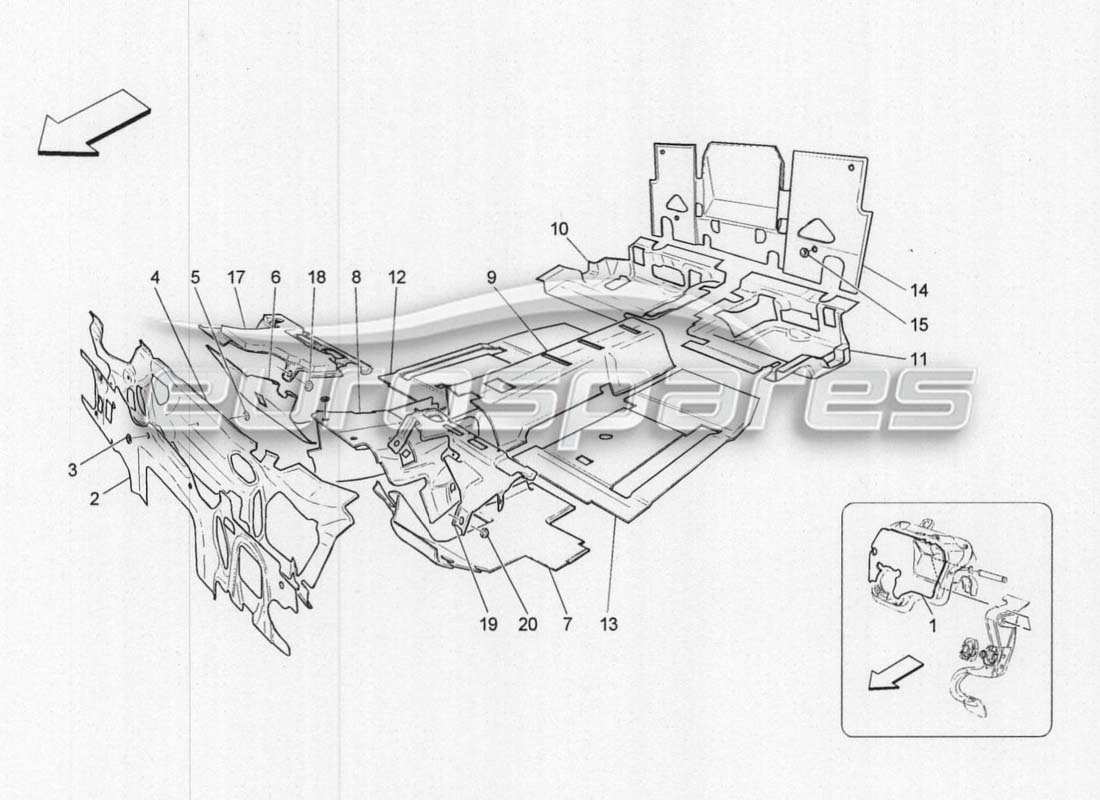 maserati grancabrio mc centenario sound proofing panels inside the vehicle parts diagram