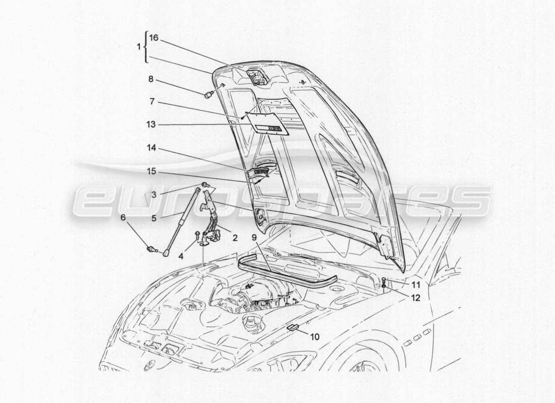 maserati granturismo special edition front lid parts diagram