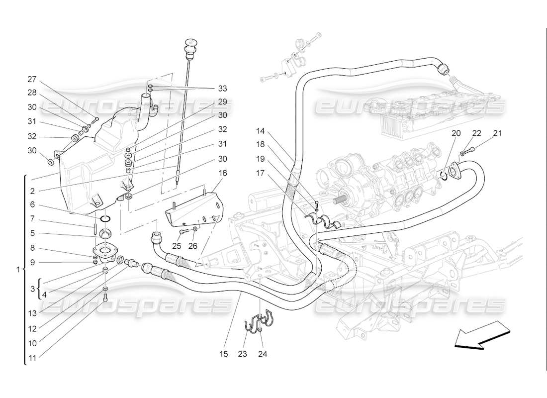 maserati qtp. (2006) 4.2 f1 lubrication system: circuit and collection parts diagram