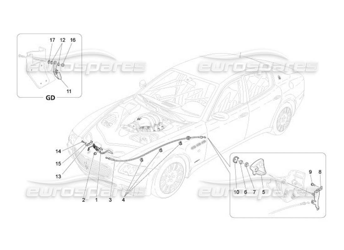 maserati qtp. (2005) 4.2 front lid opening button part diagram