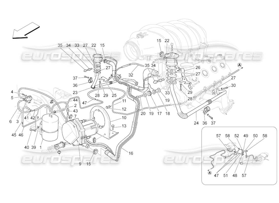 maserati grancabrio (2010) 4.7 additional air system part diagram