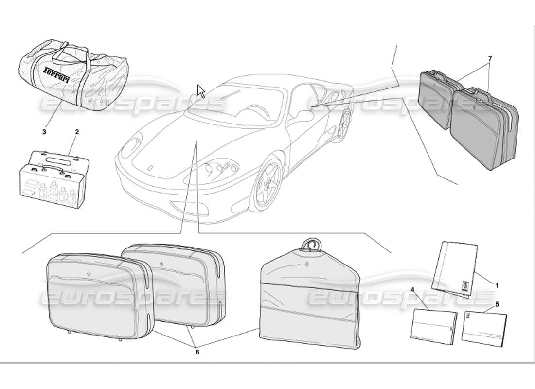 ferrari 360 modena documentation and accessories parts diagram