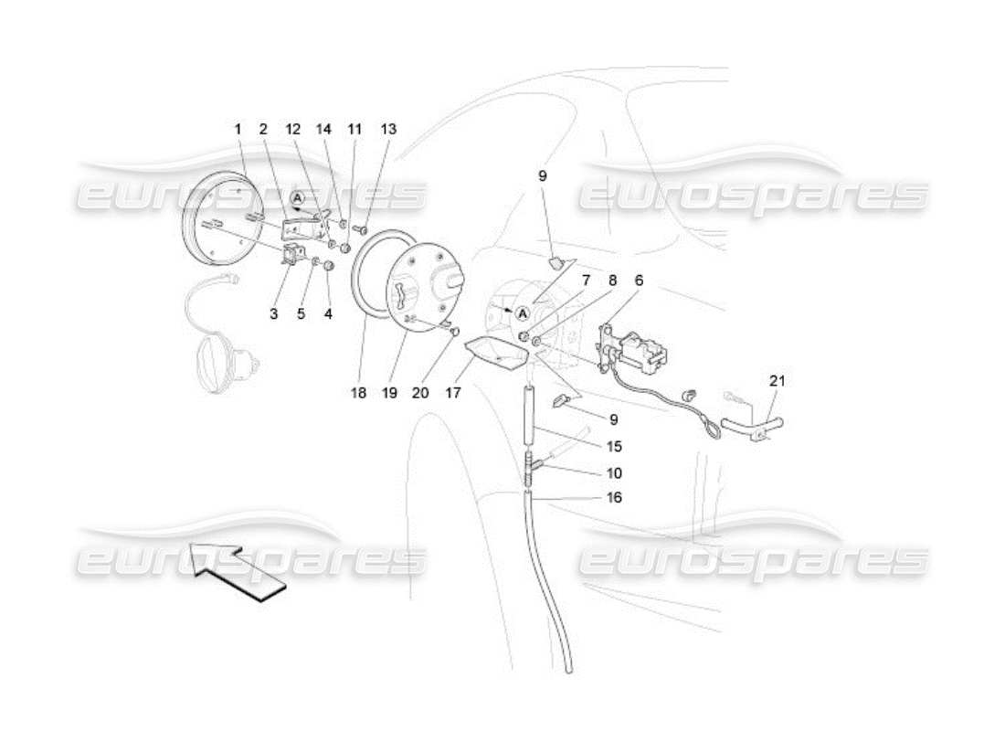 maserati qtp. (2005) 4.2 fuel tank door and controls part diagram