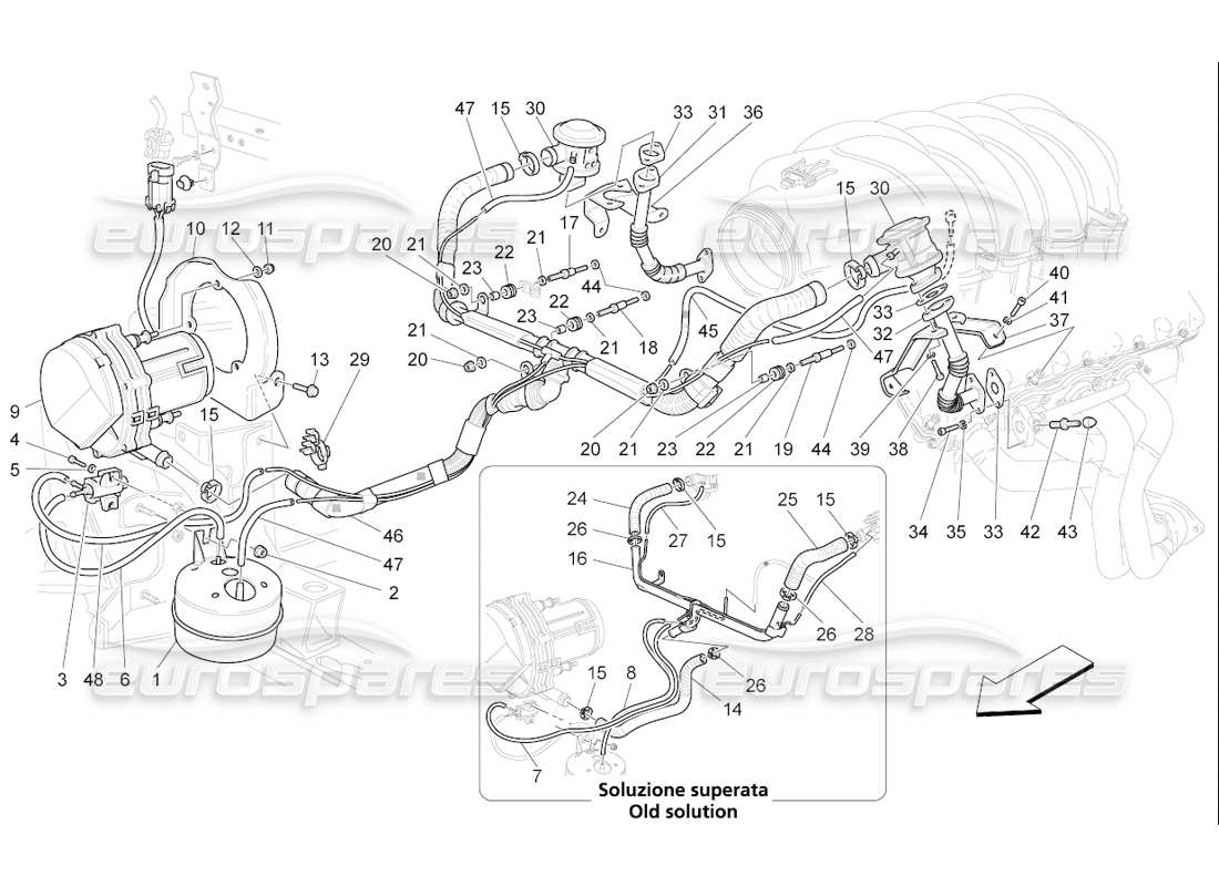 maserati qtp. (2006) 4.2 f1 additional air system parts diagram