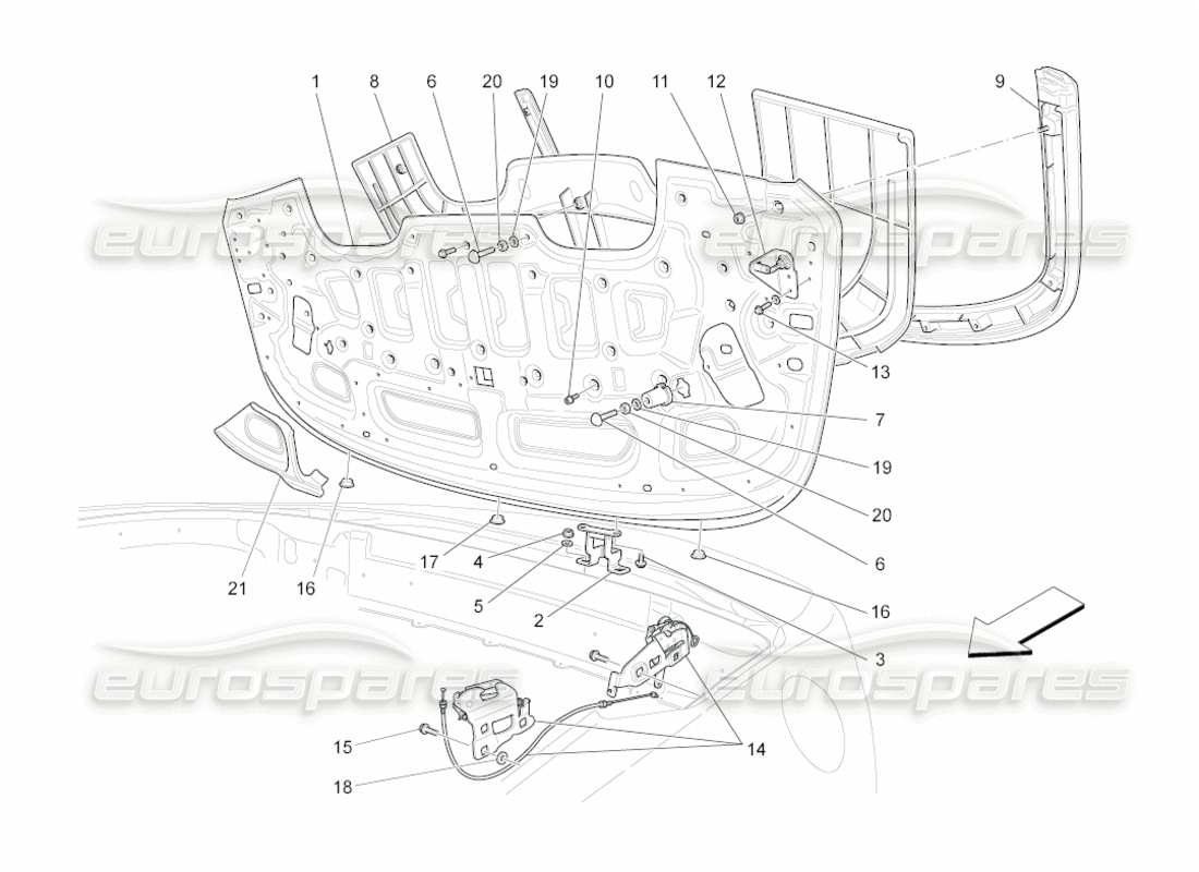 maserati grancabrio (2010) 4.7 electrical capote: covers parts diagram