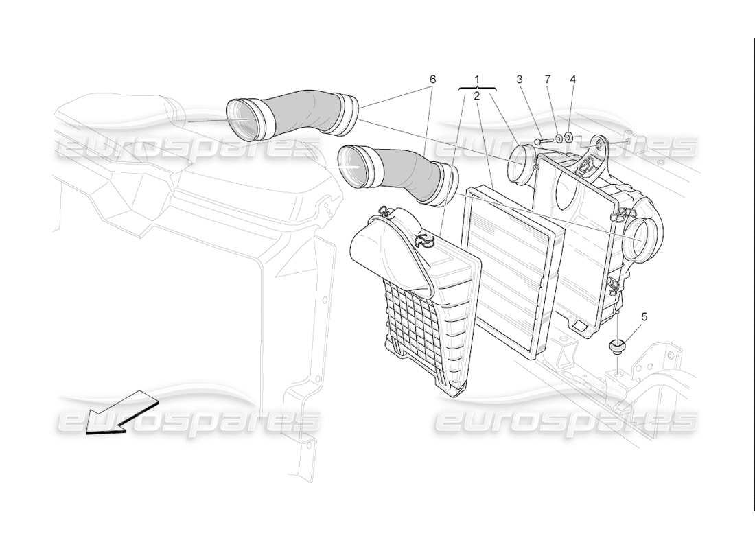 maserati qtp. (2006) 4.2 f1 air filter, air intake and ducts part diagram