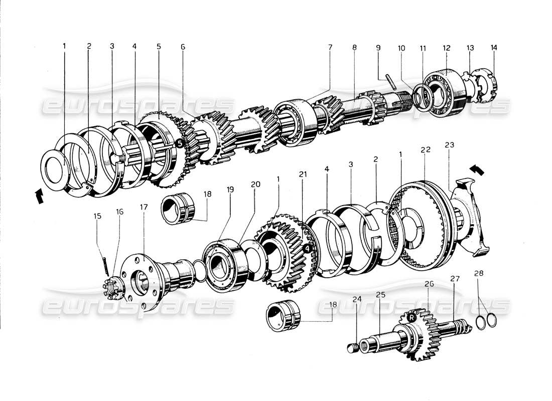 ferrari 275 gtb/gts 2 cam primaty shaft part diagram