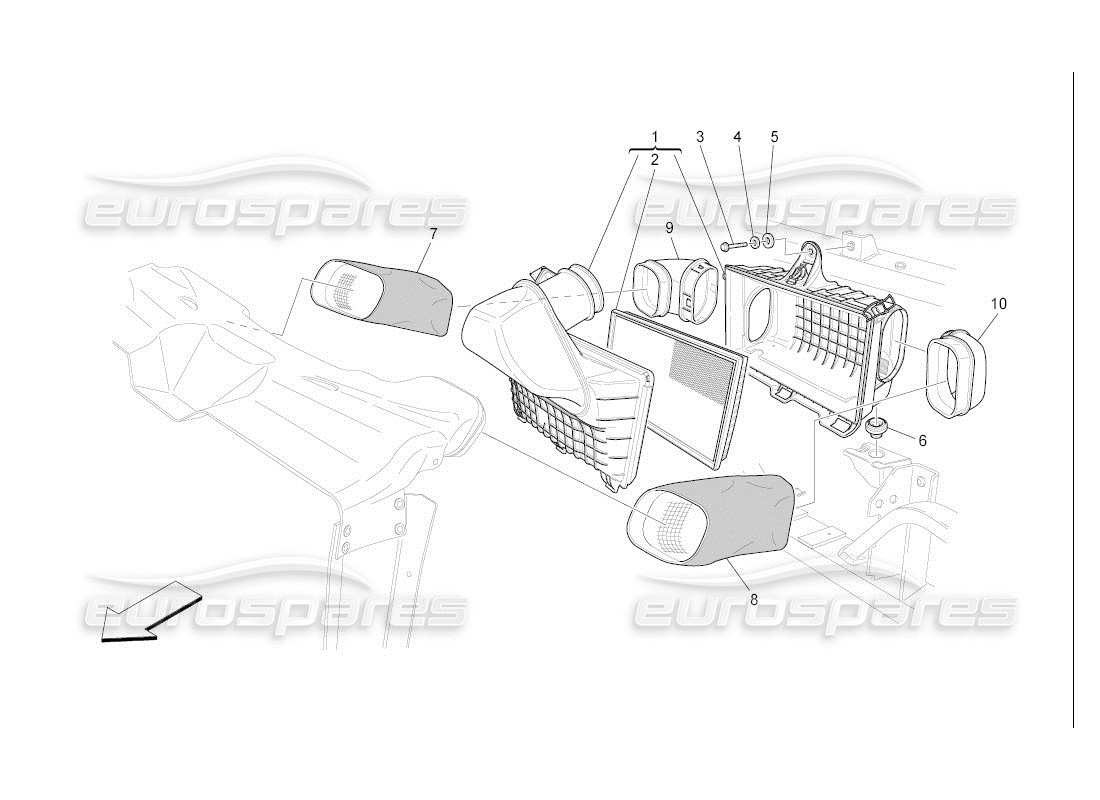 maserati qtp. (2007) 4.2 auto air filter, air intake and ducts parts diagram