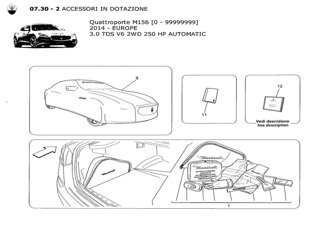 maserati qtp. v6 3.0 tds 250bhp 2014 accessories provided part diagram