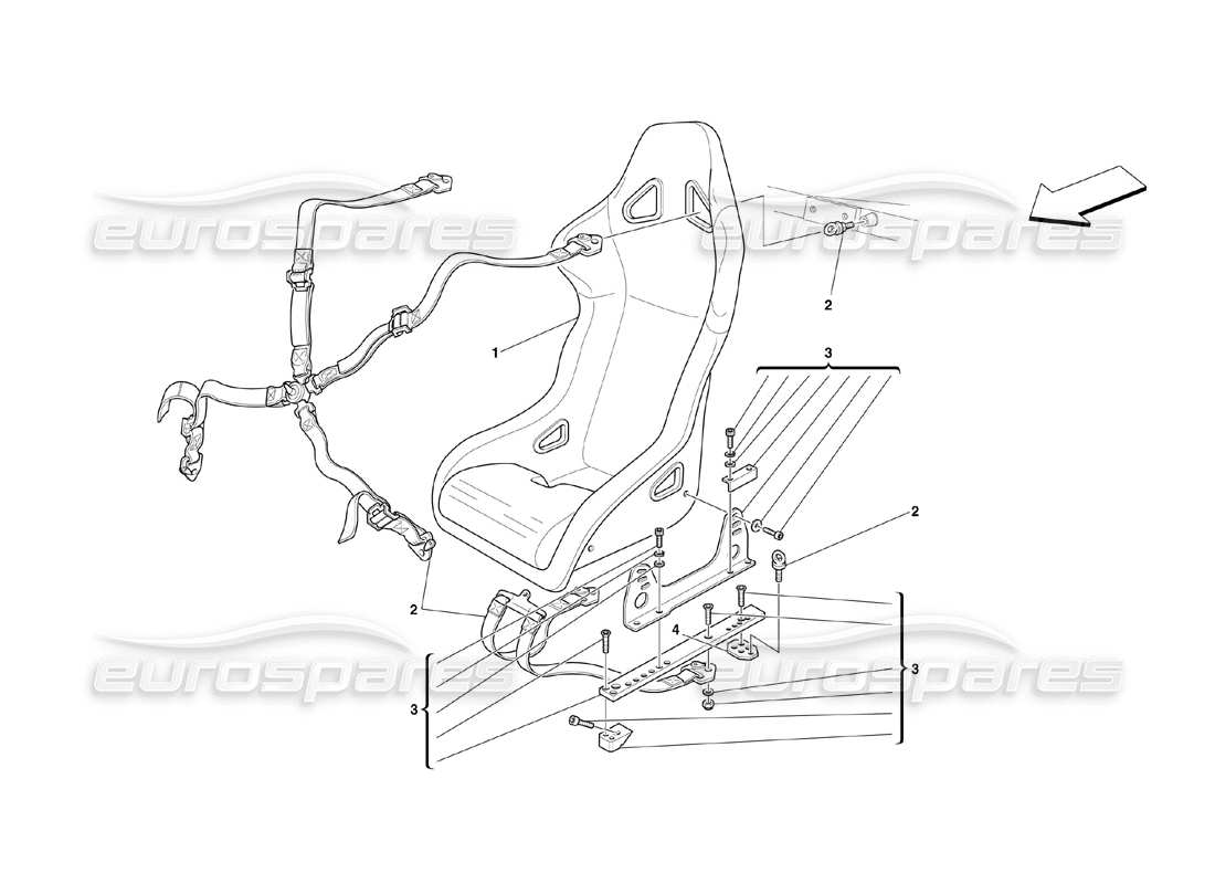ferrari 360 challenge (2000) seat and safety belts parts diagram