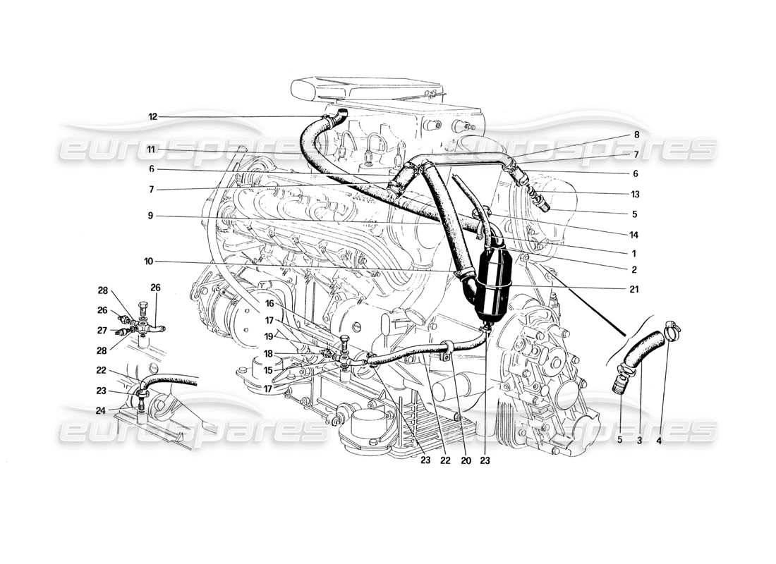 ferrari 328 (1985) blow - by system parts diagram