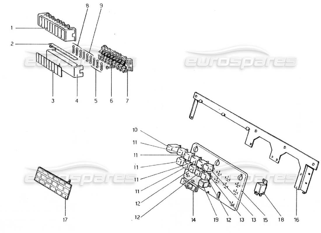 ferrari 308 gtb (1976) fuses and relays parts diagram