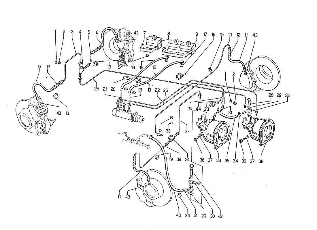 lamborghini jarama impianto freni (tubazioni) parts diagram