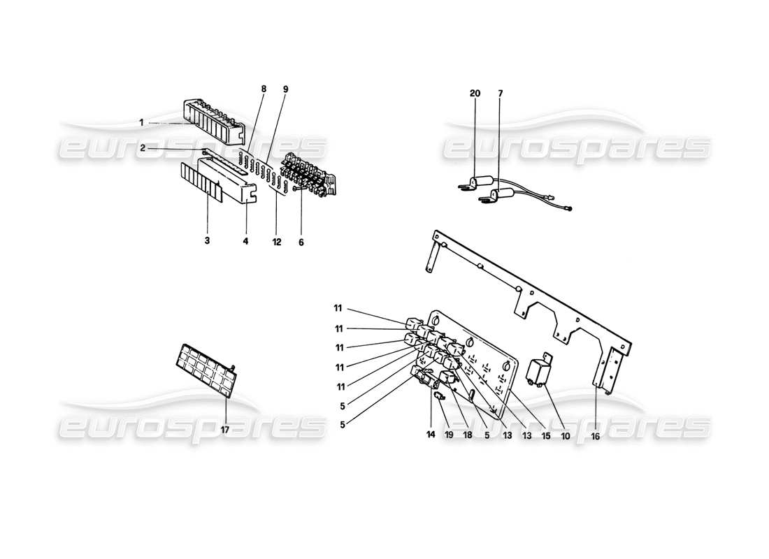 ferrari 308 gtb (1980) fuses and relays parts diagram