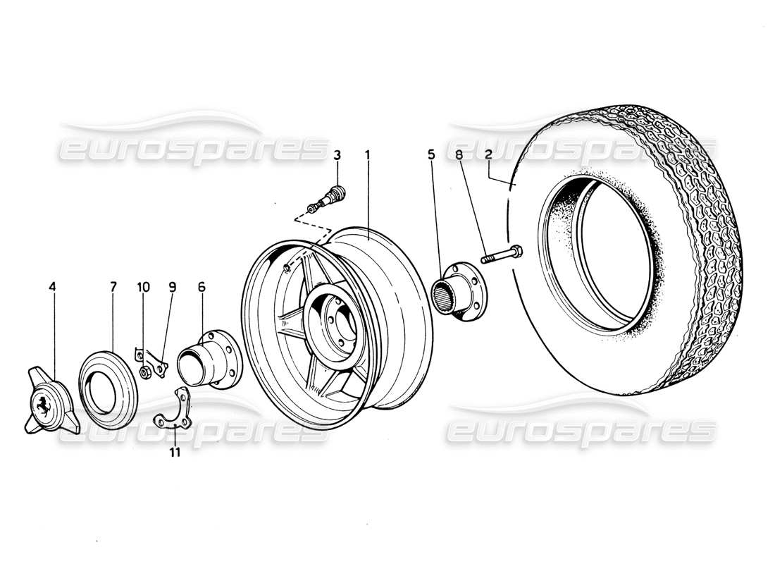 ferrari 365 gtb4 daytona (1969) wheels & tyres part diagram