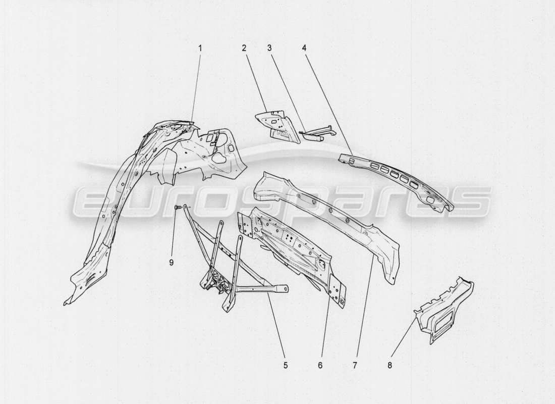 maserati qtp. v8 3.8 530bhp auto 2015 bodywork and rear outer trim panels parts diagram