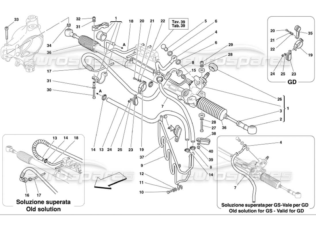 ferrari 360 modena hydraulic steering box and serpentine parts diagram