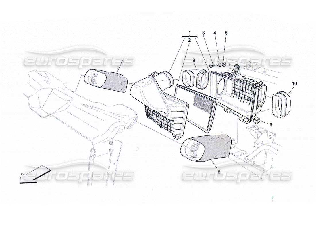 maserati qtp. (2010) 4.2 air filter, air intake and ducts parts diagram