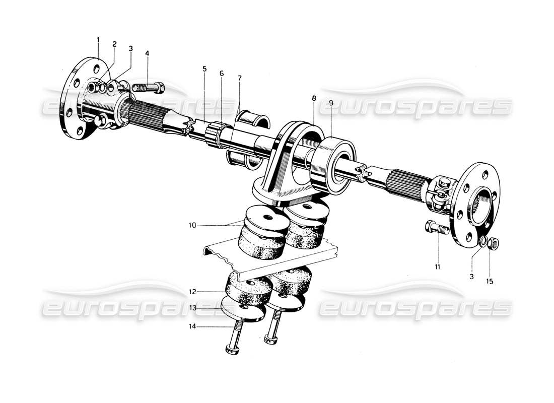 ferrari 275 gtb/gts 2 cam transmission shaft part diagram