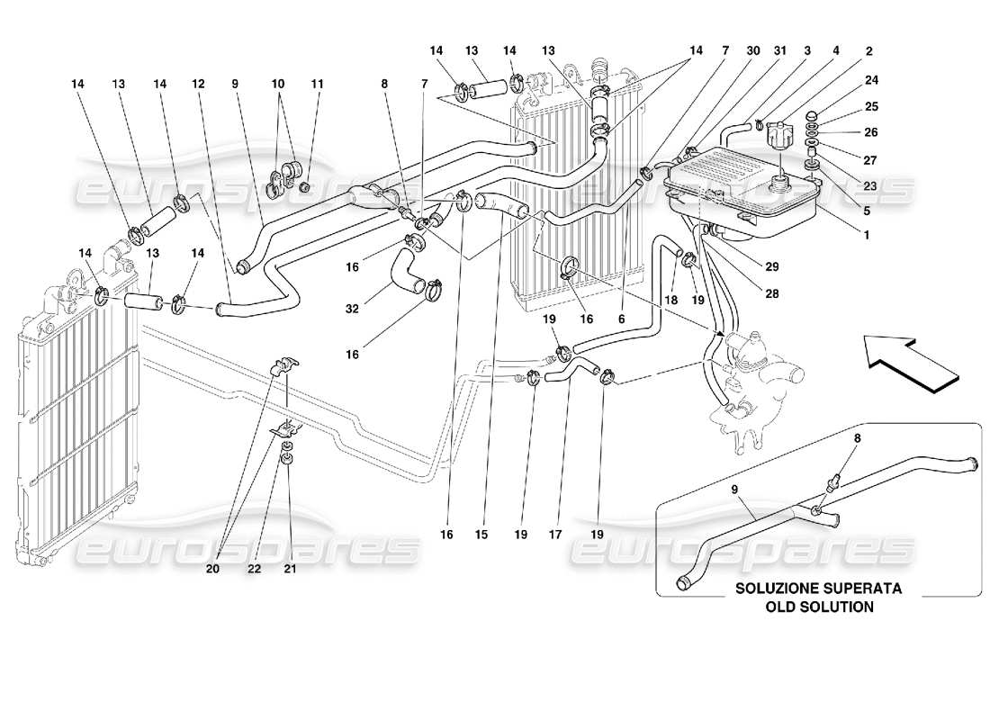 ferrari 355 (2.7 motronic) cooling system - nourice parts diagram