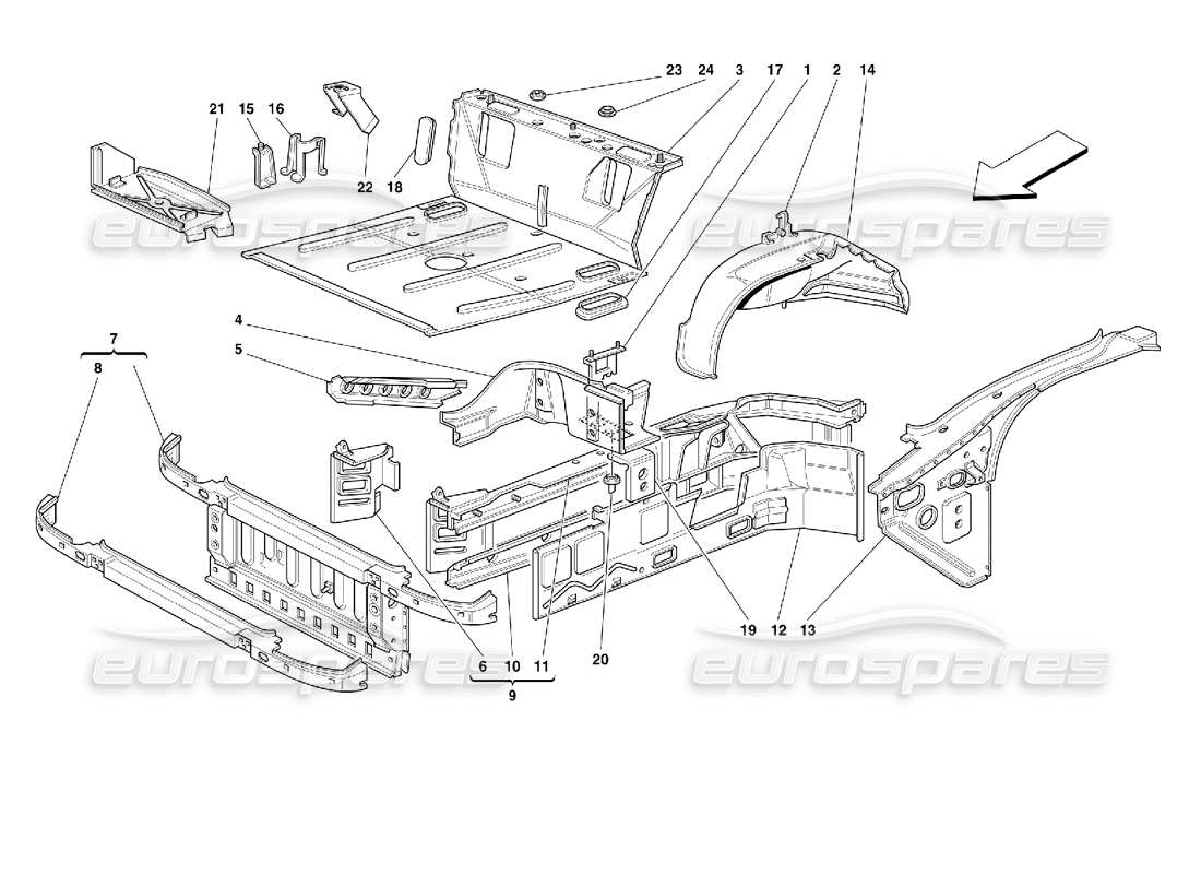 ferrari 355 (2.7 motronic) front part structures parts diagram