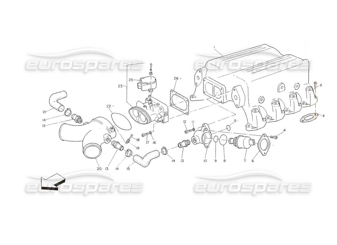 maserati shamal intake manifold parts diagram