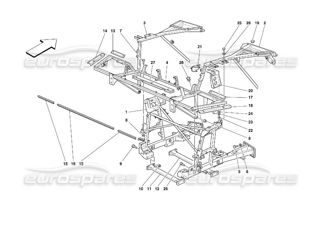 ferrari 355 (2.7 motronic) frame - rear part elements parts diagram