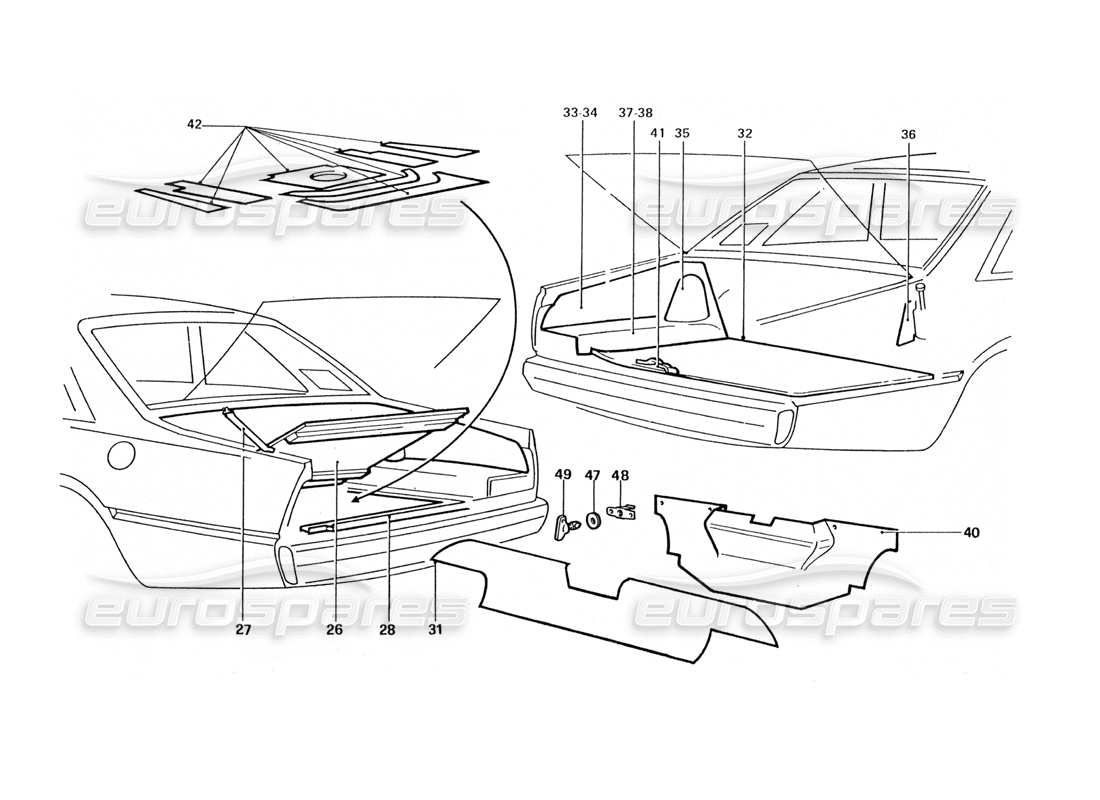 ferrari 412 (coachwork) rear boot lid (variations) parts diagram