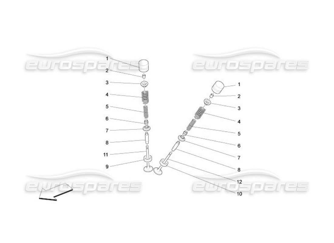 maserati qtp. (2005) 4.2 valves part diagram