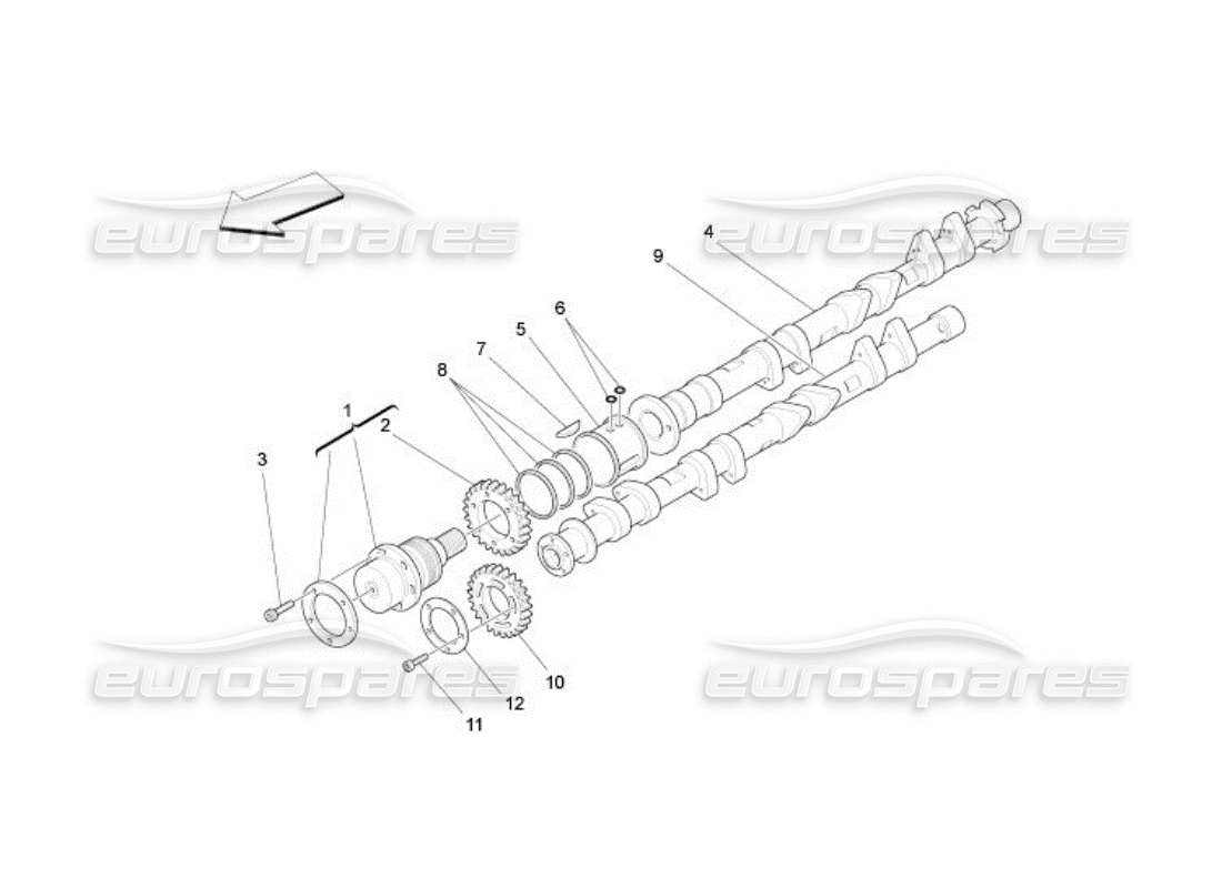 maserati qtp. (2005) 4.2 rh cylinder head camshafts part diagram