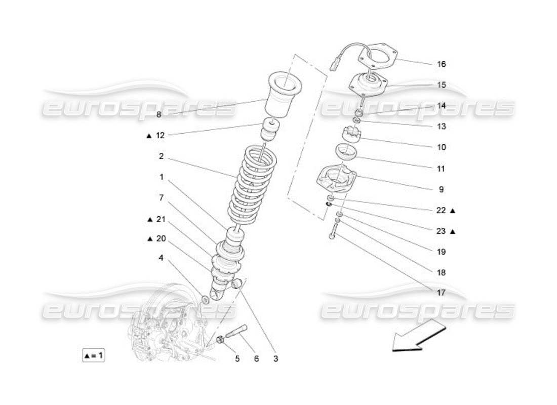 maserati qtp. (2005) 4.2 rear shock absorber devices part diagram