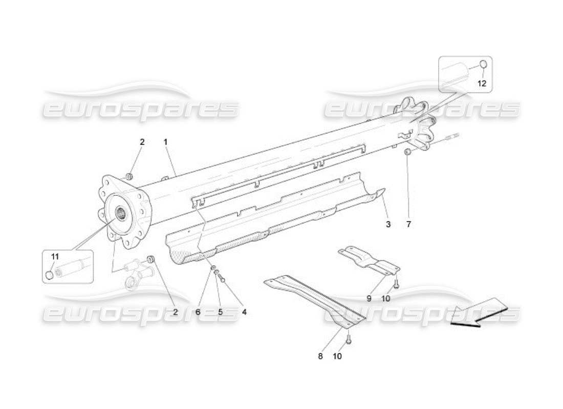 maserati qtp. (2005) 4.2 transmission pipe part diagram