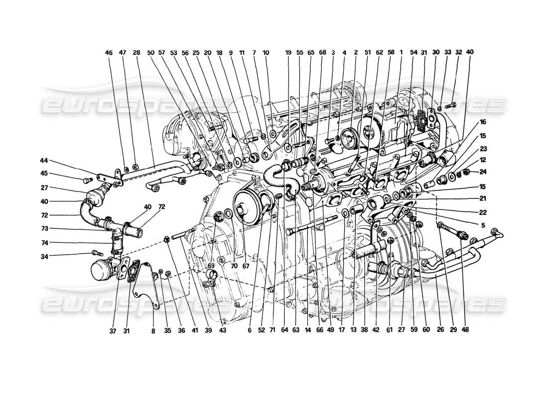 ferrari 308 gtb (1980) air pump and pipings (variants for aus version) parts diagram