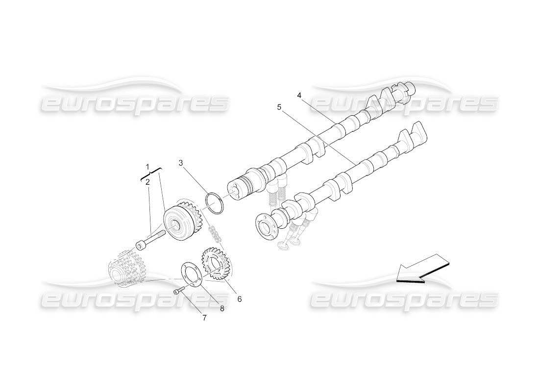 maserati qtp. (2011) 4.7 auto lh cylinder head camshafts part diagram