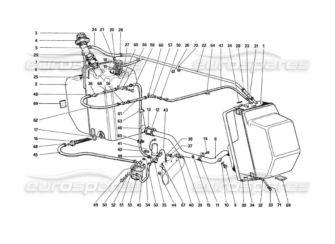 ferrari 308 gtb (1980) fuel system parts diagram