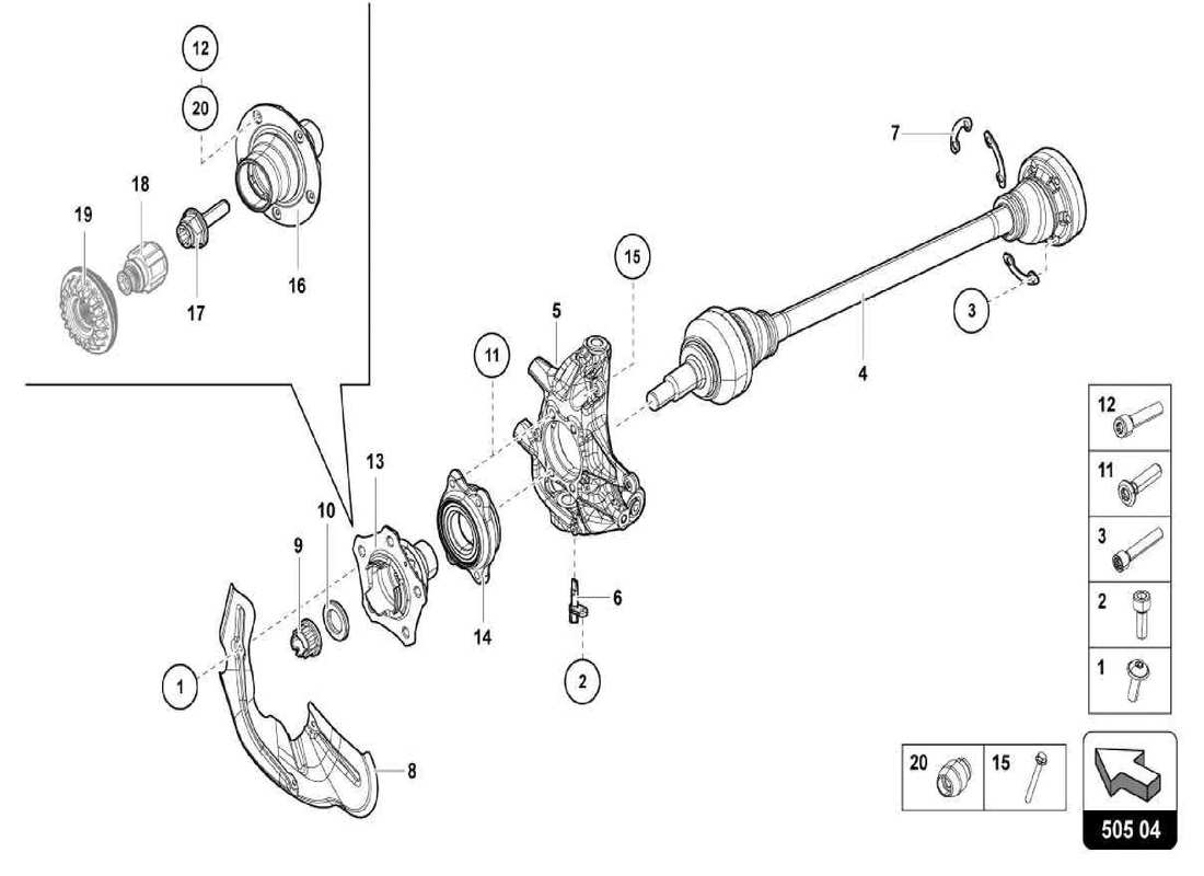 lamborghini centenario spider rear axle shaft parts diagram