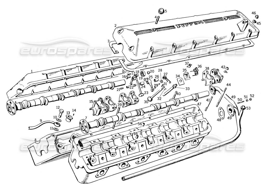 ferrari 250 gte (1957) engine heads part diagram